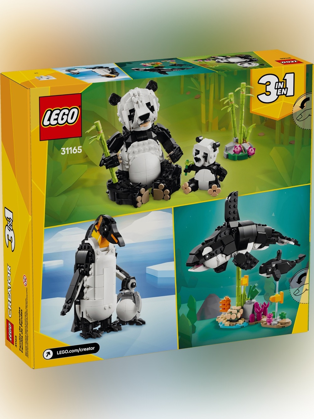 LEGO 3-in-1 Panda, Penguin & Orca Building Set – Black, White